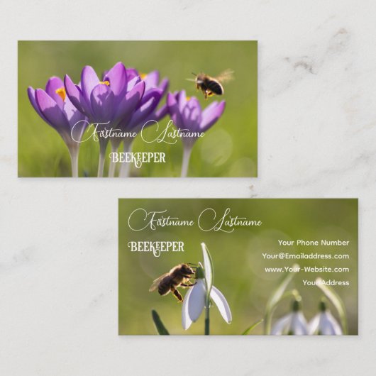 Beemaster honing apiarist imker vliegende bij visitekaartje (Voorkant / Achterkant)