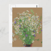 Beemdbloemen, pastelschilderij, witte doeken briefkaart (Voorkant / Achterkant)