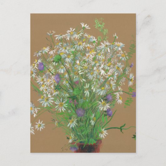 Beemdbloemen, pastelschilderij, witte doeken briefkaart (Voorkant)