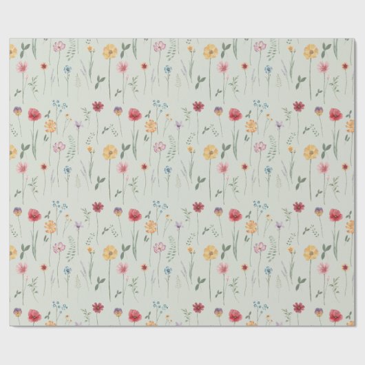 Beemdbloempatroon Kantcore Boho Sage Cadeaupapier (Vlak)