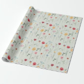 Beemdbloempatroon Kantcore Boho Sage Cadeaupapier (Uitgerold)