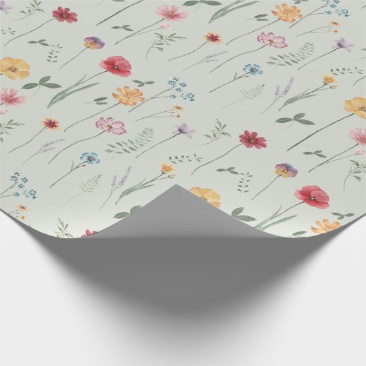 Beemdbloempatroon Kantcore Boho Sage Cadeaupapier (Hoek)