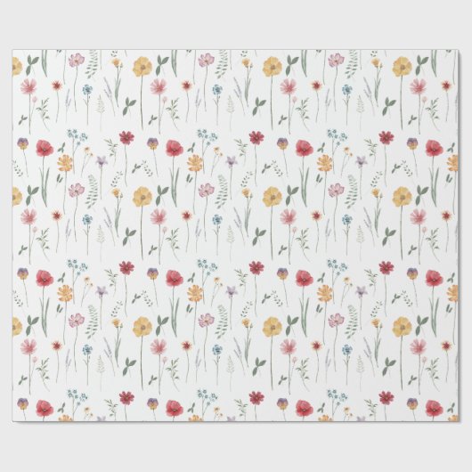 Beemdbloempatroon Kantje Boho Vibe Cadeaupapier (Vlak)