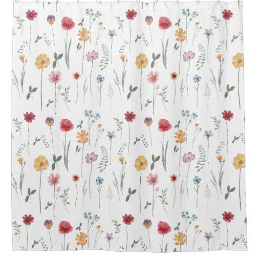 Beemdbloempatroon Kantje Boho Vibe Douchegordijn (Voorkant)