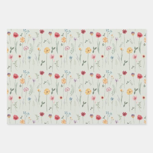 Beemdbloempatroon Kantje Boho Vibe Inpakpapier Vel (Voorkant 2)