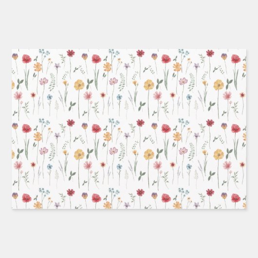 Beemdbloempatroon Kantje Boho Vibe Inpakpapier Vel (Voorkant)