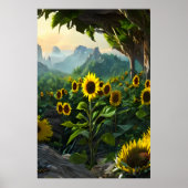 Beemdweide van zonnebloemen | AI Art Poster (Voorkant)