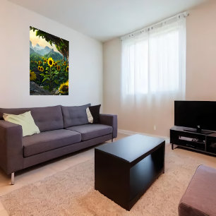 Beemdweide van zonnebloemen   AI Art Poster