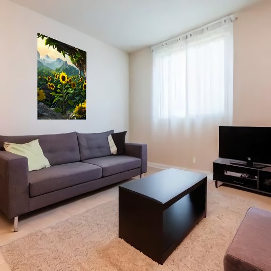 Beemdweide van zonnebloemen | AI Art Poster