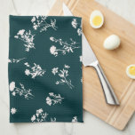 Beemdweide, verfijnd bloempatroon - blauwgroen theedoek<br><div class="desc">Beeldbloempatroon - blauwgroen blauw groen</div>