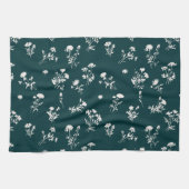 Beemdweide, verfijnd bloempatroon - blauwgroen theedoek (Horizontaal)