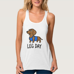 Been-dag Dachshund Grappige Gym Hond Workout Humor Tanktop