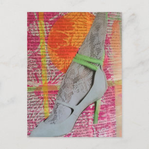 Been in kant en hielen Mixed Media Collage Briefkaart