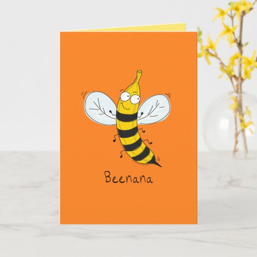 Beenana - Funny Bee Banana Wenskaart Kaart (Gele Bloem)
