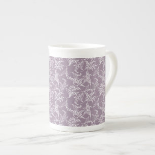  beenChina-Mok: Lilies van de vallei, Mauve Porselein Kop