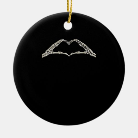 Beenderen handen hart actief keramisch ornament (Voorkant)
