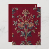 Beendertje medievale bloem in bordeaal rood briefkaart (Voorkant / Achterkant)