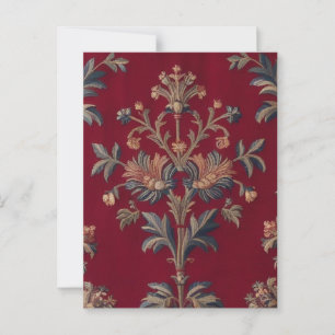 Beendertje medievale bloem in bordeaal rood briefkaart