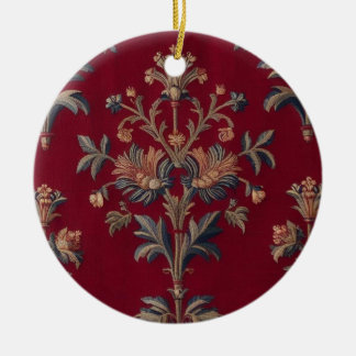 Beendertje medievale bloem in bordeaal rood keramisch ornament