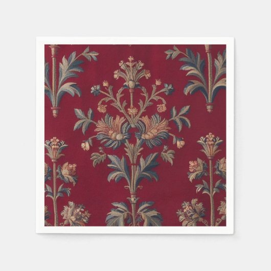 Beendertje medievale bloem in bordeaal rood servet (Voorkant)
