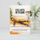 Beenliften in Plank Fitness Kaart met blauwe achte (Staand voorkant)