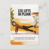 Beenliften in Plank Fitness Kaart met blauwe achte (Voorkant)