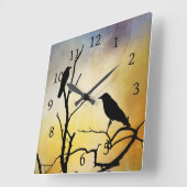 Beenvogels op boomvogel 95 sinaasappel vierkante klok (Hoek)