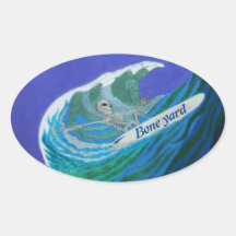 Beenwerf surfer ovaal sticker