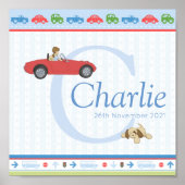 Beep Beep Car Personalized Boys Name Poster (Voorkant)
