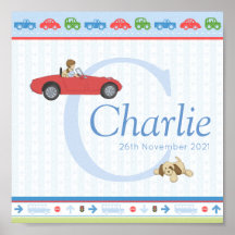 Beep Beep Car Personalized Boys Name Poster