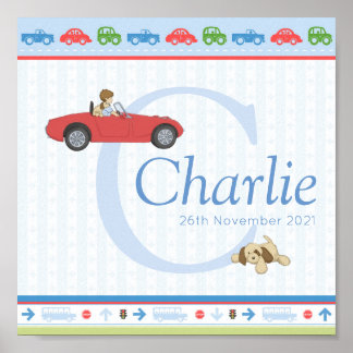 Beep Beep Car Personalized Boys Name Poster