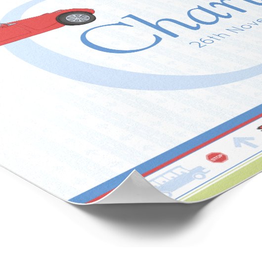 Beep Beep Car Personalized Boys Name Poster (Hoek)