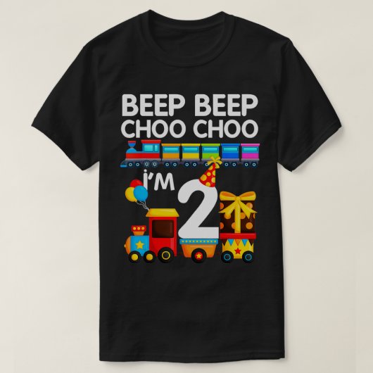 Beep Beep Choo Choo Im 2 Train 2e verjaardag T-shirt (Design voorkant)