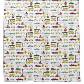 Beep Beep Cute Cars & Trucks Traffic Patroon Douchegordijn (Voorkant)
