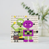 Beep Beep Robots Gepersonaliseerd uitnodiging op z (Staand voorkant)