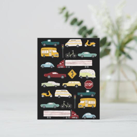 Beep Beep Stuck in Traffic Pattern Briefkaart (Staand voorkant)