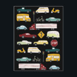 Beep Beep Stuck in Traffic Pattern Briefkaart<br><div class="desc">Kleurrijke auto's,  vrachtwagens en bestelwagens dansen op deze kaart. Kijk eens naar mijn winkel voor meer!</div>