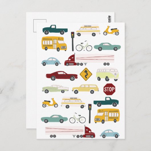 Beep Beep Stuck in Traffic Pattern Briefkaart (Voorkant / Achterkant)