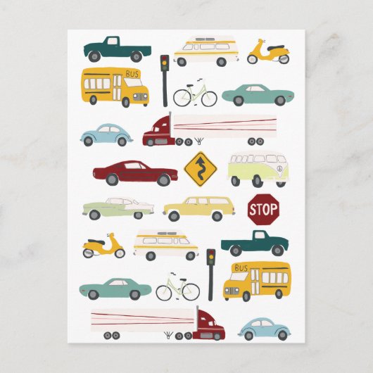 Beep Beep Stuck in Traffic Pattern Briefkaart (Voorkant)