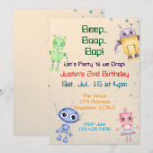 Beep Boop Bop Robot Birthday Kaart (Voorkant / Achterkant)