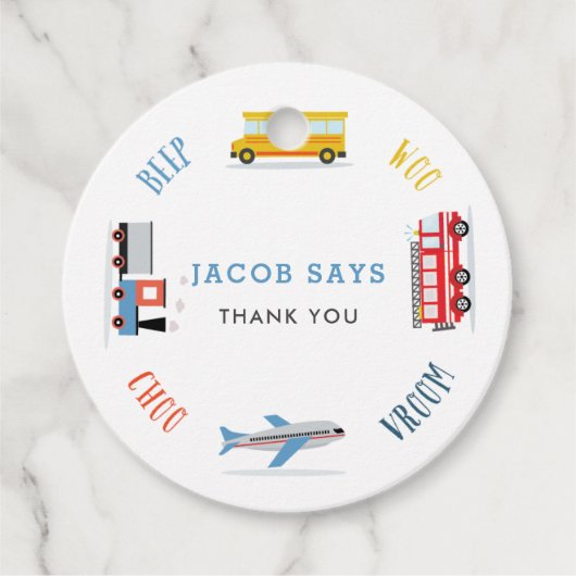 Beep Choo Vroom Woo Vliegtuig2 verjaardagsfeestje Bedankjes Labels (Voorkant)