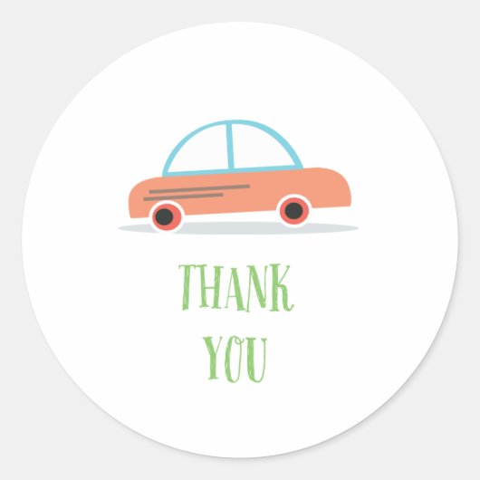 Beep Honk Kind's jongen verjaardagsfeestje Favor s Ronde Sticker (Voorkant)