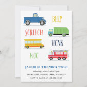 Beep Vroom Woo Truck - verjaardagsfeest van het Ki Kaart (Voorkant)