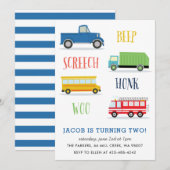 Beep Vroom Woo Truck - verjaardagsfeest van het Ki Kaart (Voorkant / Achterkant)