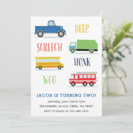 Beep Vroom Woo Truck - verjaardagsfeest van het Ki Kaart