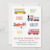 Beep Vroom Woo verjaardagsfeest Kind Rode Uitnodig Kaart (Voorkant)