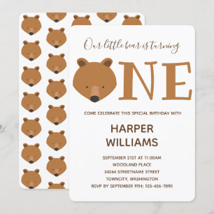 Beer 1 Dierlijke Baby 1e verjaardag Kaart