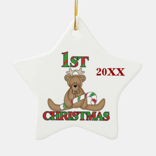 Beer 1e kerstversiering keramisch ornament