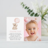 Beer 1e verjaardag Beer Roze ballon foto kaart (Staand voorkant)