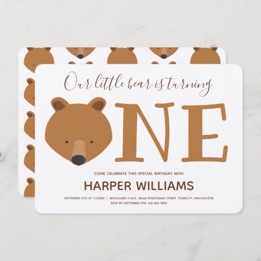 Beer 1e verjaardag kaart (Voorkant / Achterkant)